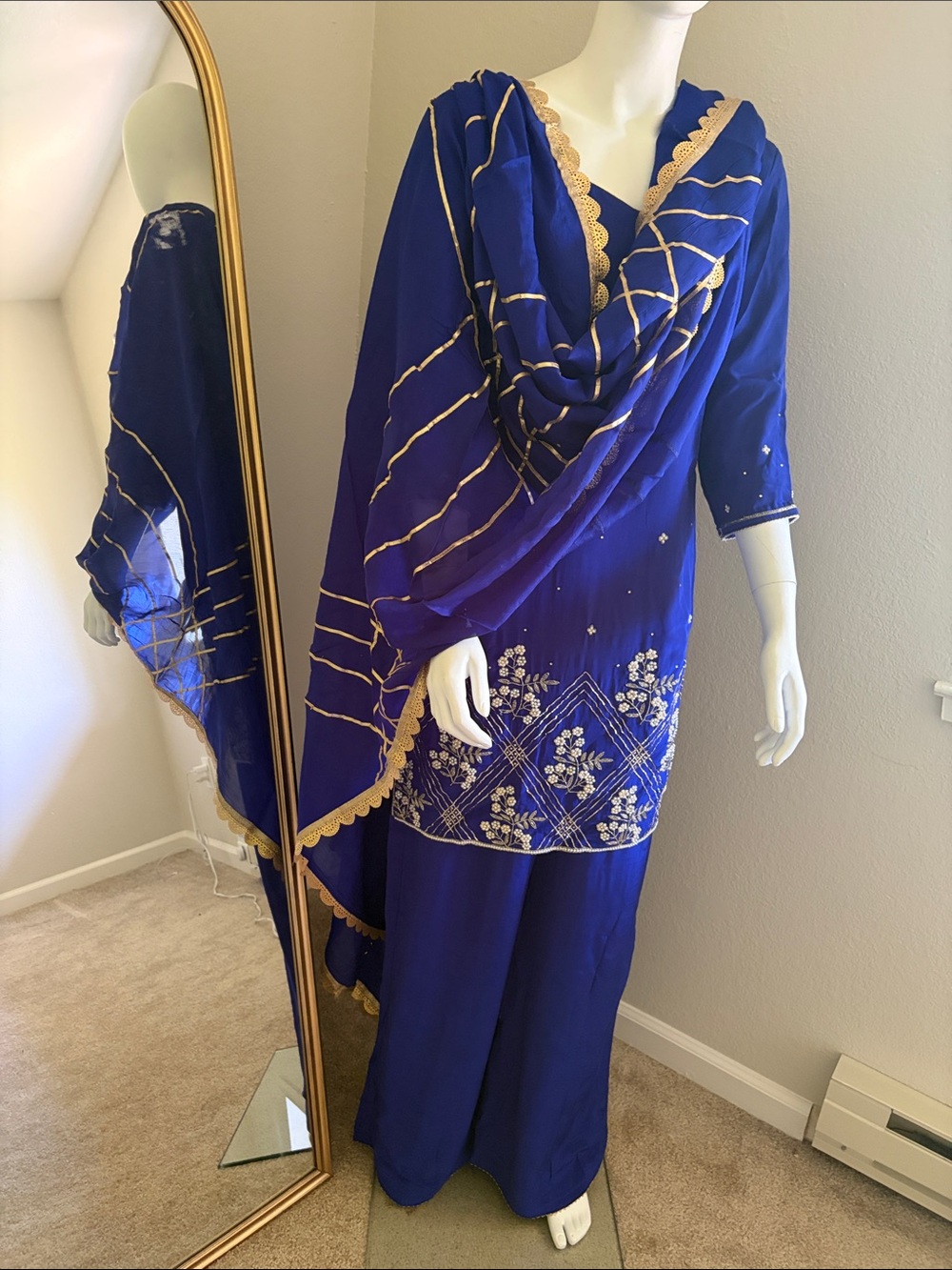 Elegant Blue  Women's Indian suit Punjabi suit 3 piece set